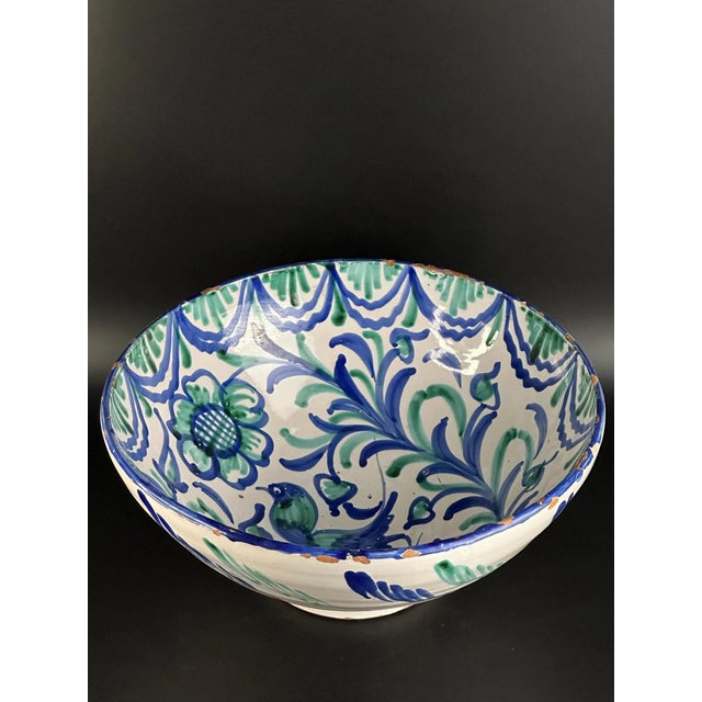 Beautiful large Andalusian earthenware bowl from the traditional Fajalauza workshops in Granada, dating to the early-mid...