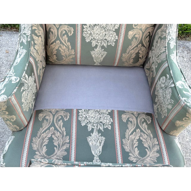 1950s Neoclassical Upholstered Wingback Chair For Sale - Image 10 of 11
