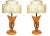 Jascha Heifetz Free-Form Oak and Brass Table Lamps, Pair For Sale