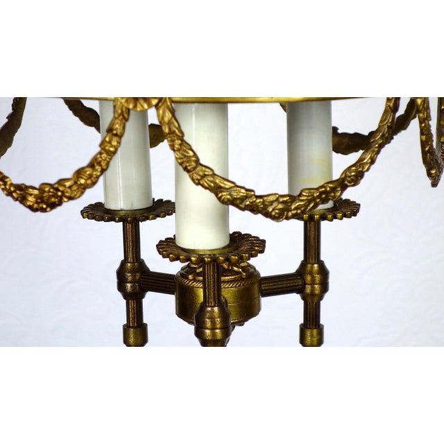 Vintage French Bouilette Brass and Metal Shade Chandelier, 1940s For Sale - Image 11 of 15