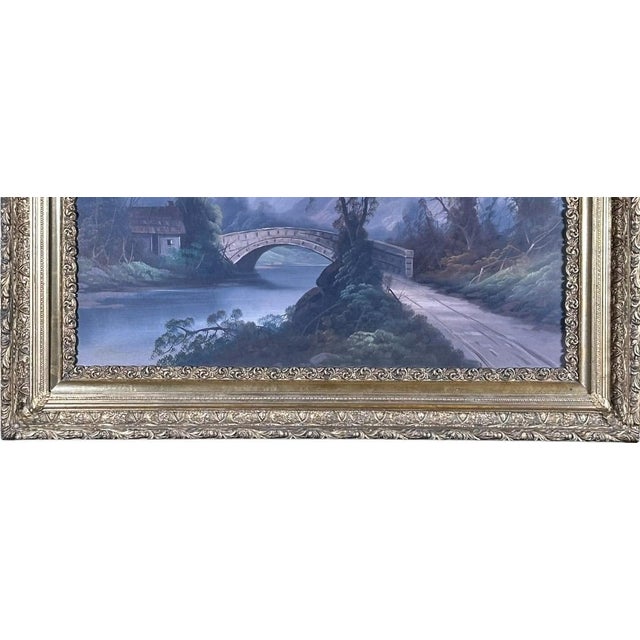 Victorian Antique 19th Century River Crossing Landscape Oil Painting in Victorian Gilt Frame For Sale - Image 3 of 13