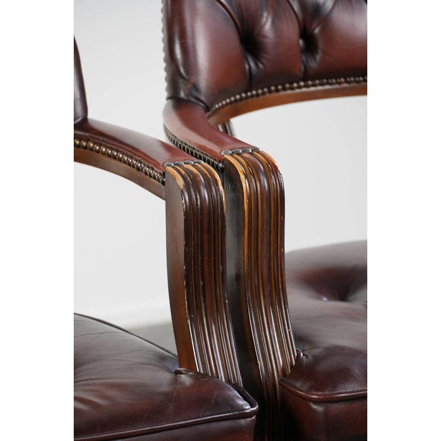 English Style Dark Brown Cowhide Chesterfield Chairs, Set of 2 For Sale - Image 11 of 15