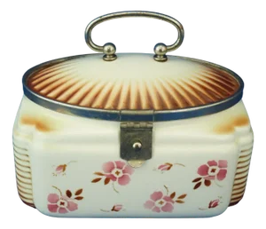 20th Century Deco Box in Ceramic and Metal attributed to the Spritzdekor Factory, Germany, 1920s