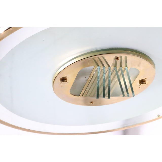 1980s Art Deco Revival Hollywood Regency Style Saucer Halogen Chandelier For Sale - Image 14 of 16