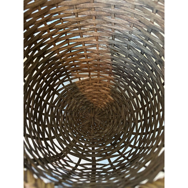 Vintage French Mid-Century Woven Rattan Wall Basket For Sale - Image 9 of 12