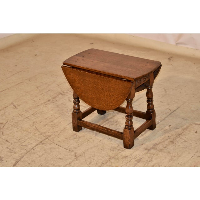 19th Century Small English Oak Drop Leaf Table For Sale - Image 4 of 9