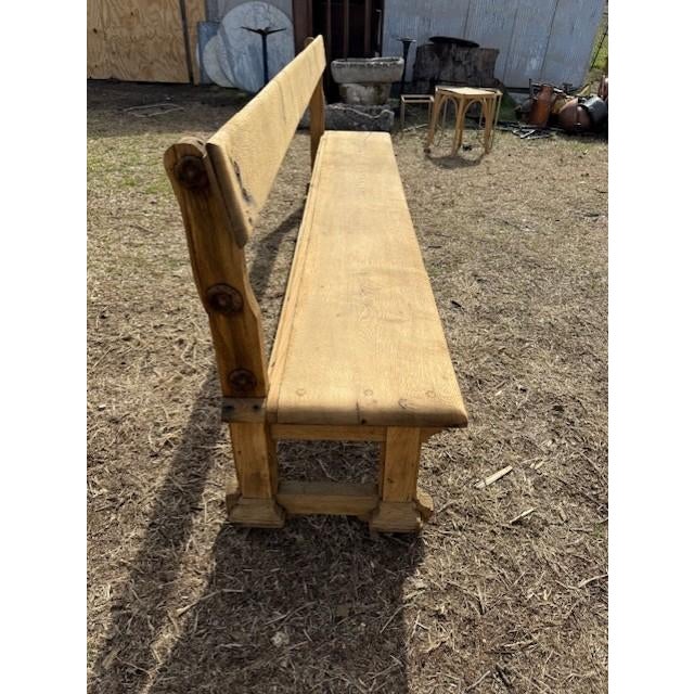 Tan Large 19th Century French Country Bleached Solid Oak Benches For Sale - Image 8 of 15
