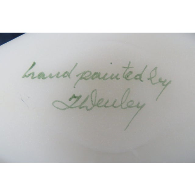 Fenton Satin Glass Hand Painted Poinsettia Duck Christmas For Sale - Image 10 of 13