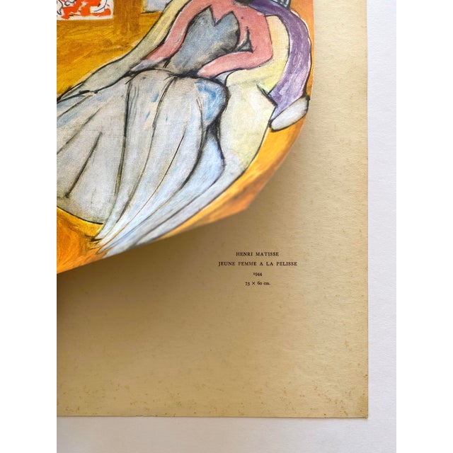 Goldenrod Henri Matisse Vintage 1946 First Edition Fine Art Lithograph Print " Jeune Femme a La Pelisse " 1944 For Sale - Image 8 of 12