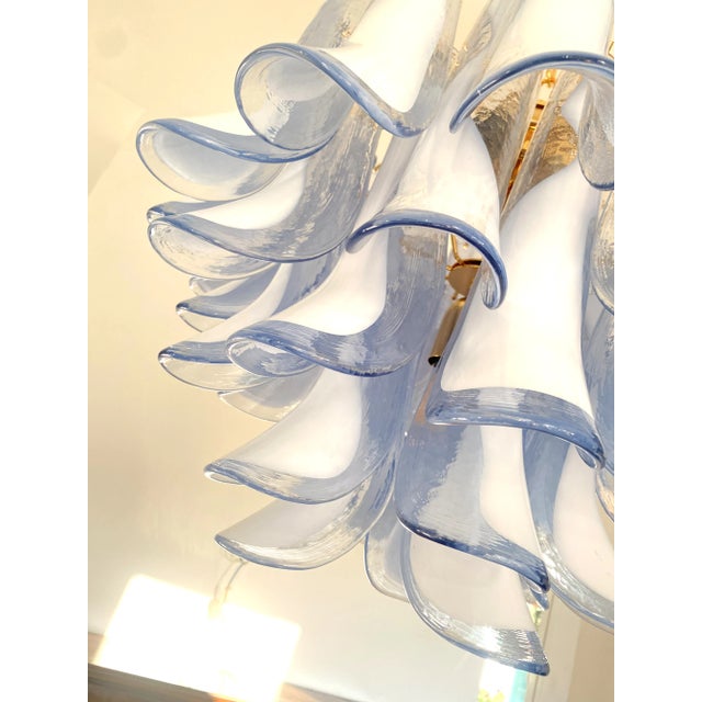 Metal Blue “Selle-Petali” Murano Style Glass Sputnik Chandelier For Sale - Image 7 of 8