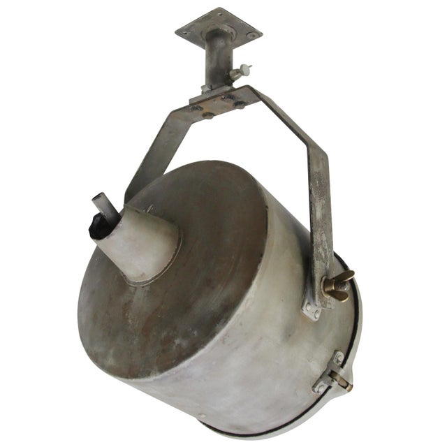 Vintage Industrial Clear Striped Glass Wall Ceiling Spotlight, 1950s For Sale - Image 4 of 6