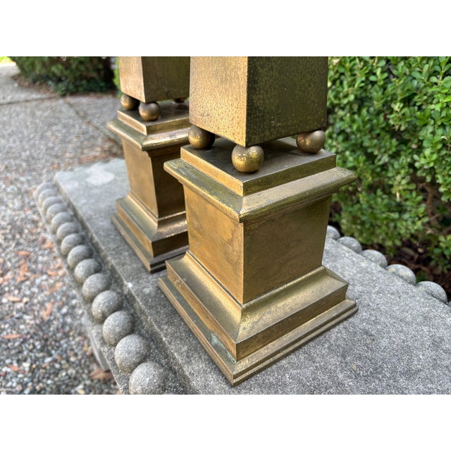 1960s Pair of Hollywood Regency Brass Obelisks For Sale In Houston - Image 6 of 7