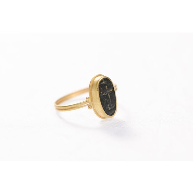 Bronze Cross Set in 21k Gold Ring, Size 7 For Sale - Image 10 of 12