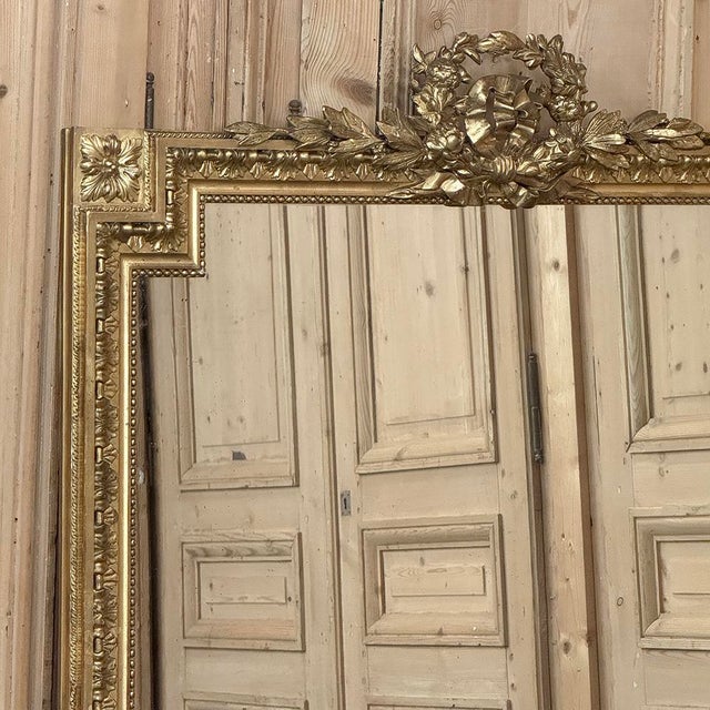 19th Century French Louis XVI Gilded Mantel Mirror For Sale - Image 9 of 12