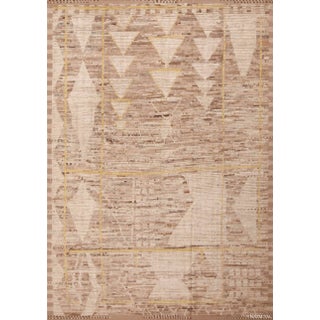 Modern Room Size Tribal Geometric Brown Earth Tone Color Area Rug 11417 For Sale