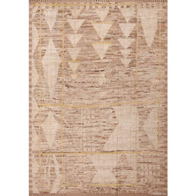 Modern Room Size Tribal Geometric Brown Earth Tone Color Area Rug 11417 For Sale