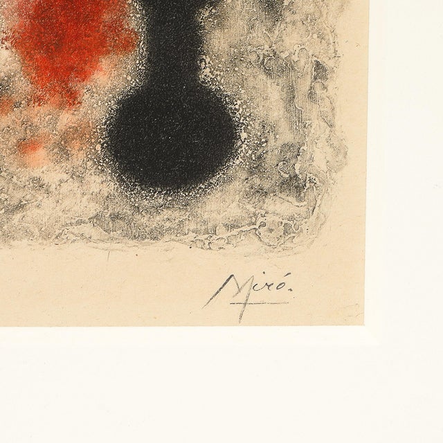This exquisite Modernist etching and aquatint, titled "Nous Avons" by legendary Spanish artist Joan Miró, is a captivating...