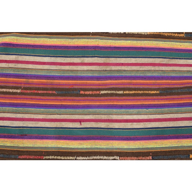 Vintage Turkish Oushak Handmade Wool Cotton Beige Kilim Area Rug For Sale - Image 9 of 11