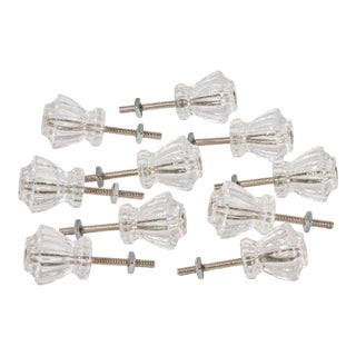 Set of 10 Glass and Chrome Drawer Pull Knobs For Sale