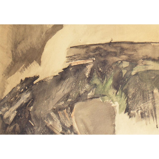 A 1960s abstract watercolor painting by the artist Le Rouse. This pieces features abstract overlapping abstract shapes in...