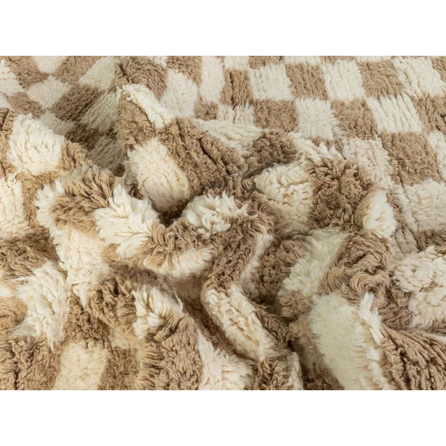 Early 21st Century Coffee Check Berber Rug For Sale - Image 5 of 10