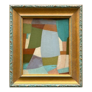 Contemporary Color-Block Oil Painting in Vintage Frame For Sale