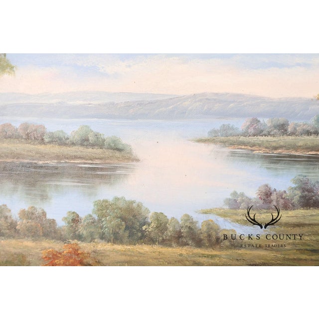 Late 20th Century W. Hampton Landscape Painting, Lakeshore For Sale - Image 5 of 18