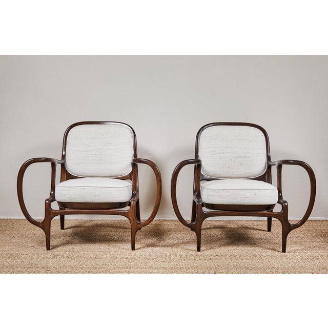 Mid Century Wood and Fabric Chair Chairish