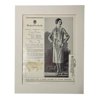 1932 Glossy Swatch/Style Sheet for Harford Frocks Shantung Dress Set w11x14 Mat For Sale