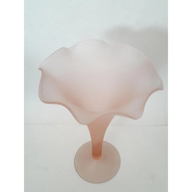 Frosted Pink Glass Vase, 1970s For Sale - Image 4 of 6
