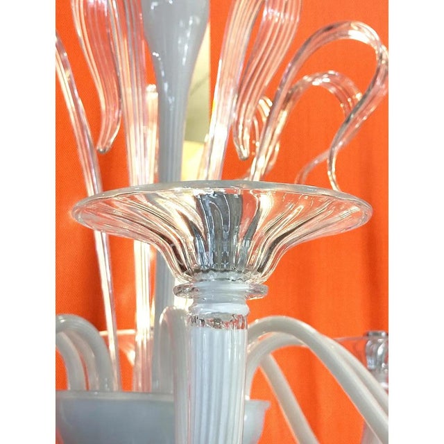 White Chandelier with Transparent Leaves in Murano Glass by Simoeng For Sale - Image 7 of 8