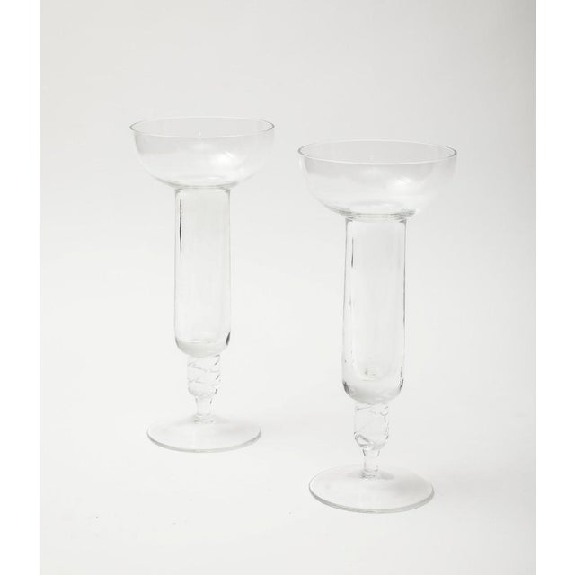 Transparent Pair of Czech Glass Vases, 19th Century For Sale - Image 8 of 10