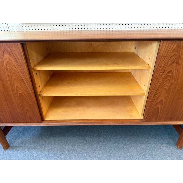 Brown Danish Teak Sliding Door Credenza C1960s Attributed to Fredrik Kayser For Sale - Image 8 of 18