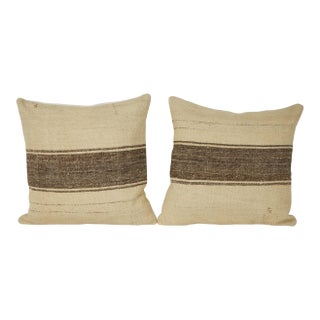 Striped Wool Kilim Pillow Cover - A Pair For Sale