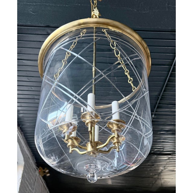 Visual Comfort Ralph Lauren Brass and Glass Cambridge Bell Lantern, Large For Sale - Image 4 of 8