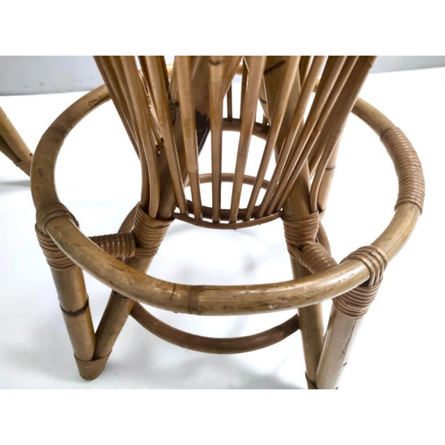 Vintage Round Bamboo Stools from Tito Agnoli, 1960s, Set of 2 For Sale - Image 10 of 14