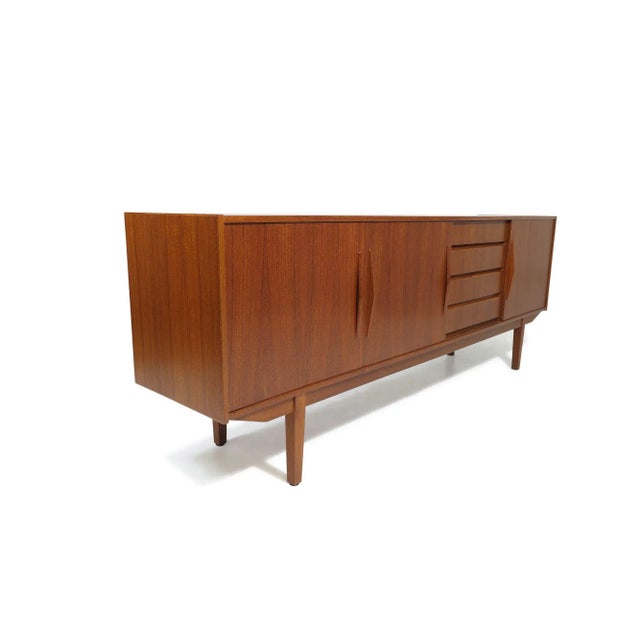 Wood 1960's Mid-Century Danish Teak Credenza With Doors and Drawers For Sale - Image 7 of 10