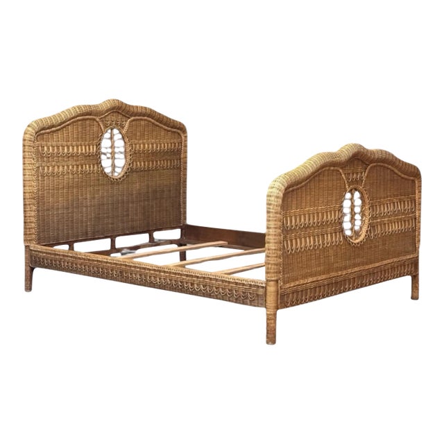 Ralph Lauren Wicker Scrolled Queen Bed For Sale