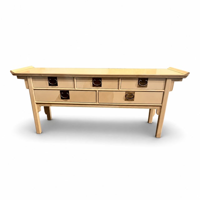 Cream Raymond Sobota 1990s Faux Goatskin Pagoda Sideboard For Sale - Image 8 of 12