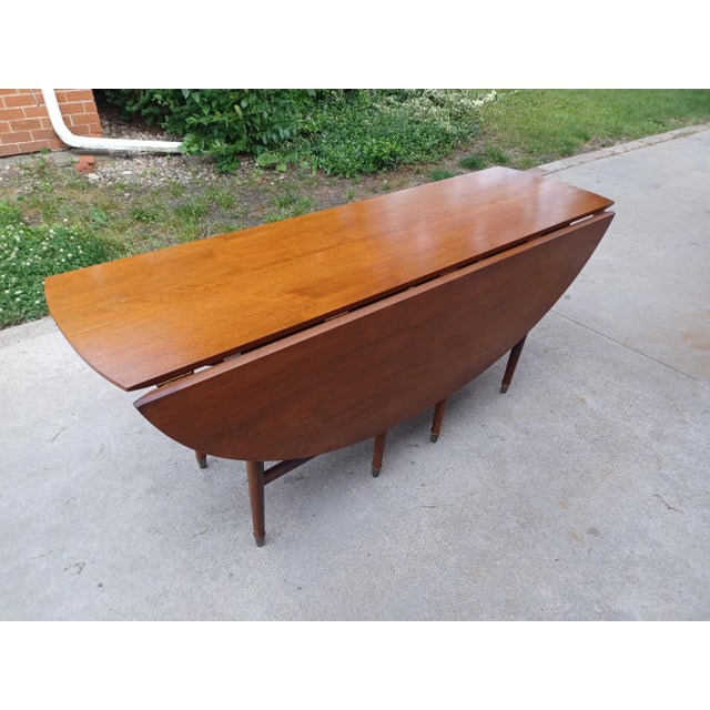 Mid Century Modern Oval Drop Leaf Gateleg Dining Table For Sale - Image 11 of 13