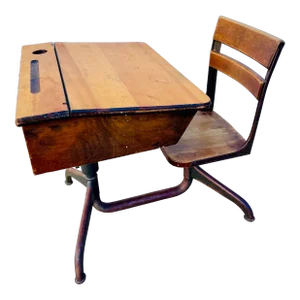 Antique Industrial Child’s Wooden School Desk