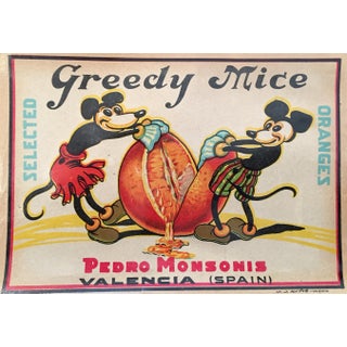'Greedy Mice' Orange Crate Label For Sale