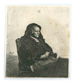 After Rembrandt, Mother with Black Veil I, Etching, 19th Century
