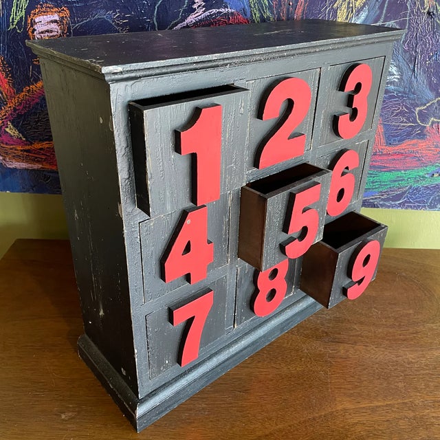 1930s Antique American Numbered Wooden Storage Box For Sale - Image 5 of 6