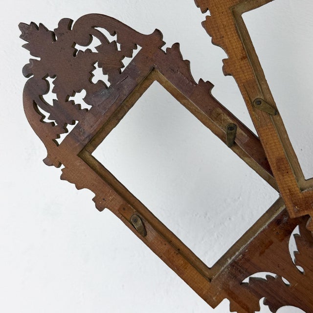 Wood Antique Victorian Folding Photo Frame Stand in Walnut, 1890s For Sale - Image 7 of 14