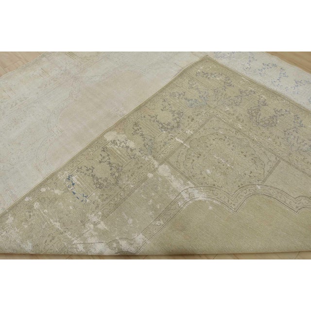 Kerman Rug 9’5” X 12′ Ivory Wool Vintage Distressed Hand-Knotted Carpet For Sale - Image 14 of 15