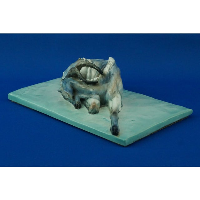 Stoneware Sculpture of a Reclining Ibex by Guido Cacciapuoti, Italy, 1920s For Sale - Image 3 of 18