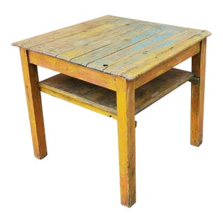 1990s Moroccan Vintage Yellow Wooden Table For Sale