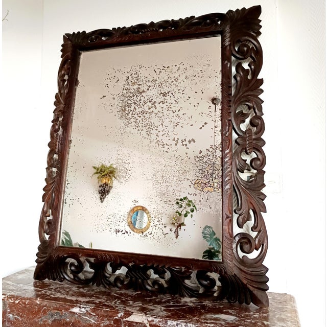 Neo-Gothic Mirror in Carved Oak, 1940 For Sale - Image 14 of 14