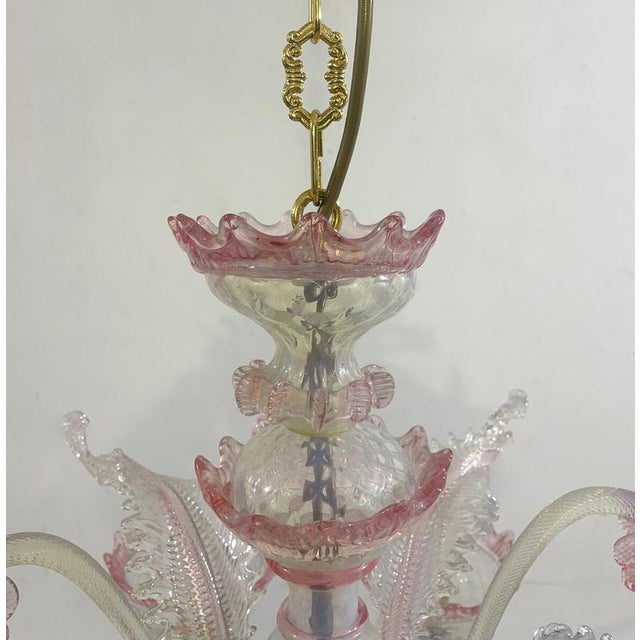 Chandelier in Pink Murano Glass, 1950s For Sale - Image 6 of 9